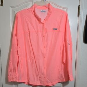 Columbia Women's PFG Salmon Pink Windbreaker Shirt Sz 2X